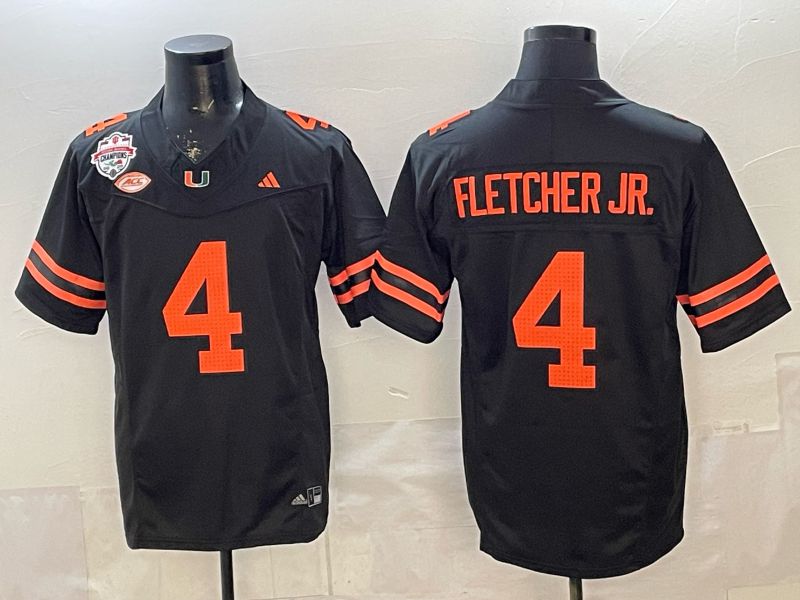 Men 2026 Miami Hurricanes #4 Fletcher jr Black 3th generations Limited NCAA Jersey 0017
